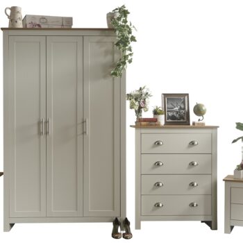 GFW Lancaster 4 Piece Bedroom Bundle Mega Deal Wardrobe, Drawers & 2 bedsides in Ivory Cream-0