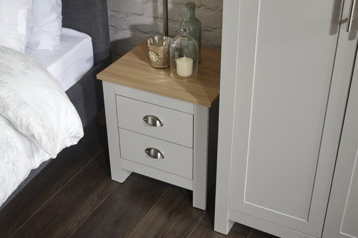 GFW Lancaster 4 Piece Bedroom Bundle Mega Deal Wardrobe, Drawers & 2 bedsides in Light Grey-18201