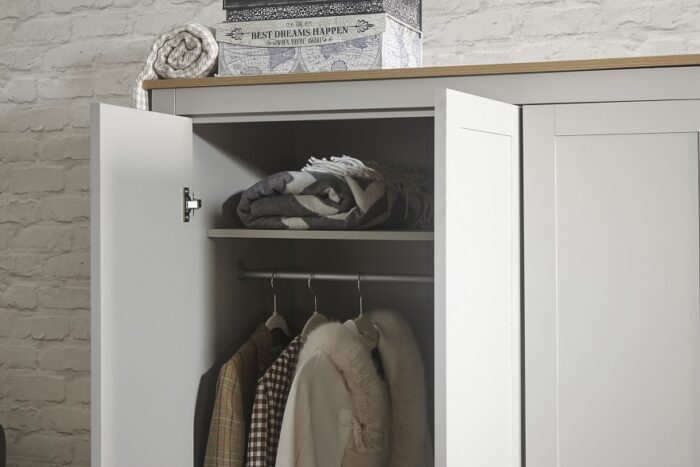 GFW Lancaster 4 Piece Bedroom Bundle Mega Deal Wardrobe, Drawers & 2 bedsides in Light Grey-18199