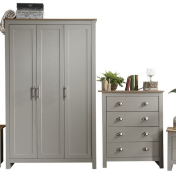 GFW Lancaster 4 Piece Bedroom Bundle Mega Deal Wardrobe, Drawers & 2 bedsides in Light Grey-0