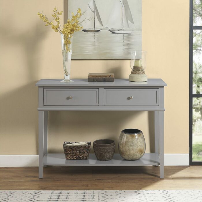 Dorel Franklin 2 Drawer Console Table Grey, Black or White Wood-16940