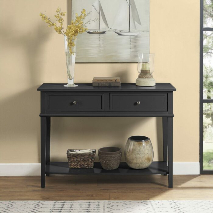 Dorel Franklin 2 Drawer Console Table Grey, Black or White Wood-16942