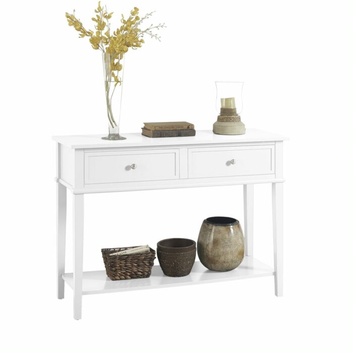 Dorel Franklin 2 Drawer Console Table Grey, Black or White Wood-16943