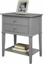 Dorel Franklin 2 Drawer Accent Side Table Black White Grey Painted Wood-16959