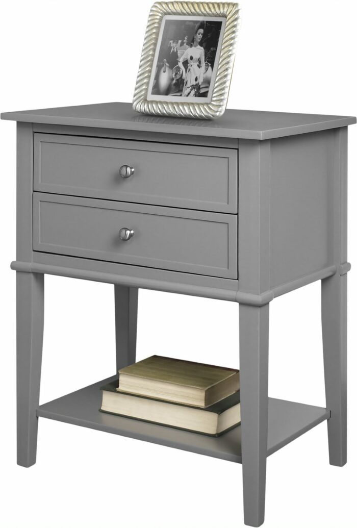 Dorel Franklin 2 Drawer Accent Side Table Black White Grey Painted Wood-16959