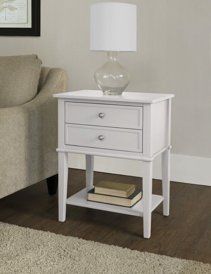 Dorel Franklin 2 Drawer Accent Side Table Black White Grey Painted Wood-16965
