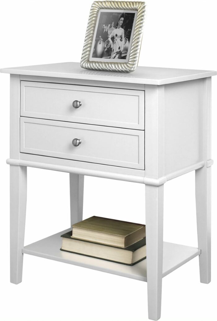 Dorel Franklin 2 Drawer Accent Side Table Black White Grey Painted Wood-16962