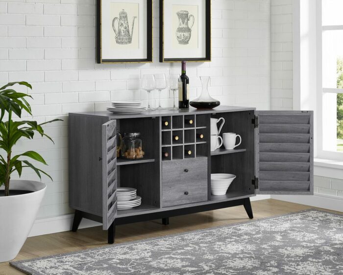 Dorel Vaughn Wine Bar Storage Sideboard Cabinet in Grey Oak-17272