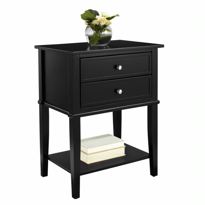 Dorel Franklin 2 Drawer Accent Side Table Black White Grey Painted Wood-0