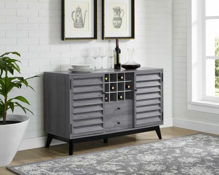 Dorel Vaughn Wine Bar Storage Sideboard Cabinet in Grey Oak-17271