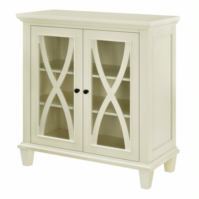 Dorel Ellington 2 Door Storage Cupboard Black Grey or Ivory Wood-17014