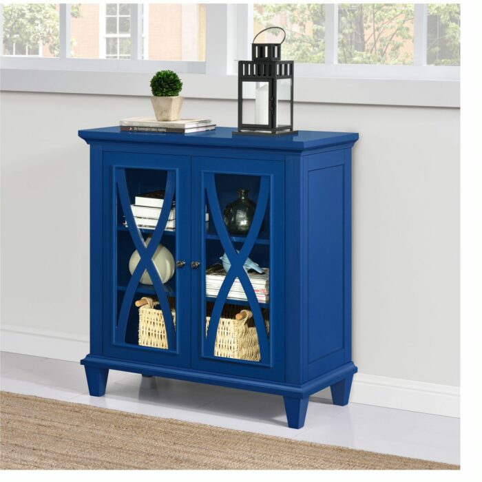 Dorel Ellington 2 Door Storage Cupboard Black Grey or Ivory Wood-17012