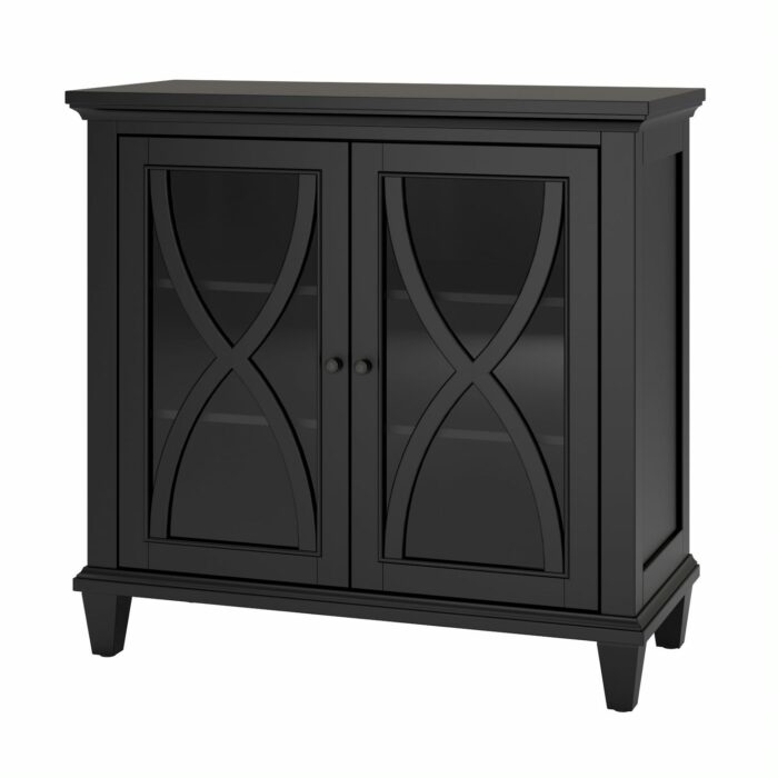 Dorel Ellington 2 Door Storage Cupboard Black Grey or Ivory Wood-17010