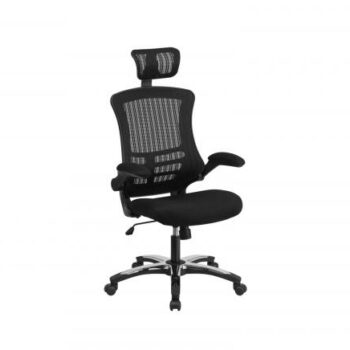 OI Executive Mesh Operator Chair in Black with Headrest & folding arms-0