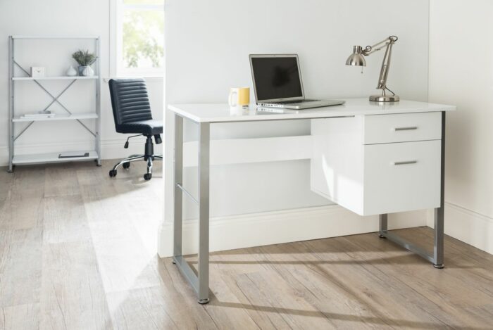 Alphason Cabrini Home Office White Pedestal Desk-18455