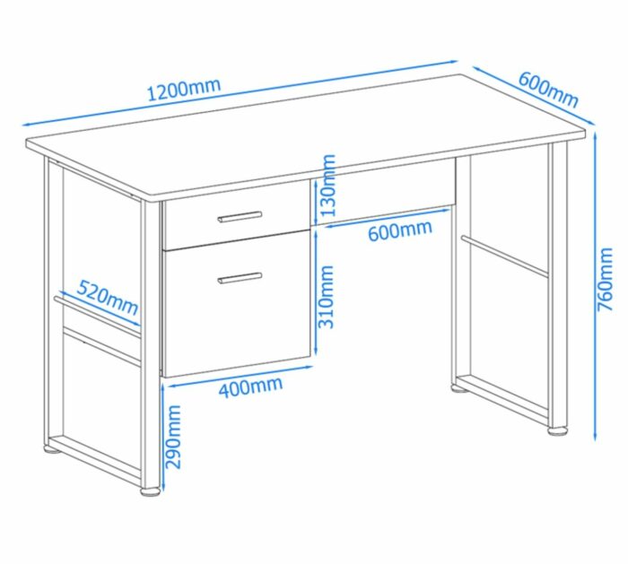 Alphason Cabrini Home Office White Pedestal Desk-18452