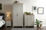 GFW Lancaster 3 Piece Bedroom Bundle Mega Deal Wardrobe, Drawers & 1 bedside in Light Grey-18563