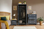 GFW Lancaster 3 Piece Bedroom Bundle Mega Deal Wardrobe, Drawers & 1 bedside in Slate Blue-18545