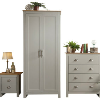 GFW Lancaster 3 Piece Bedroom Bundle Mega Deal Wardrobe, Drawers & 1 bedside in Light Grey-0