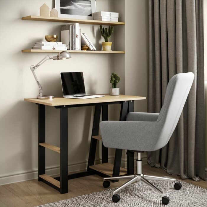 Alphason Penzance Home Office Desk Oak & Black-18584