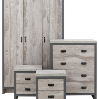 GFW Boston Industrial Style 4 Piece Bedroom Set in Grey-0