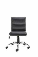 Alphason Lane Black Faux Leather Ribbed Chair-18624