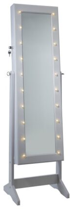 GFW Armoire Freestanding Mirror with Jewellery Storage & LED lights - Grey-0