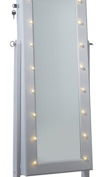 GFW Armoire Freestanding Mirror with Jewellery Storage & LED lights - Grey-0
