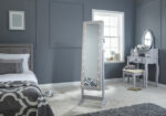 GFW Armoire Freestanding Mirror with Jewellery Storage & LED lights - Grey-18685