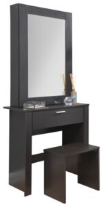 GFW Hobson Sliding Mirror Storage Dressing Table & Stool - Espresso-18633