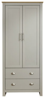 GFW Lancaster 2 Door 2 Drawer Wardrobe Light Grey-0