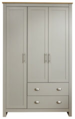 GFW Lancaster 3 Door 2 Drawer Wardrobe Light Grey-0