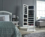 GFW Armoire Freestanding Mirror with Jewellery Storage & LED lights - White-18709
