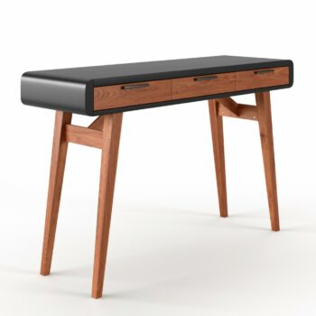 Alphason Pevensey Modern Console Desk in Black & Brown Oak -0