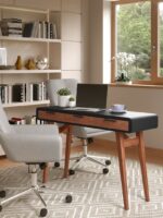 Alphason Pevensey Modern Console Desk in Black & Brown Oak -18725