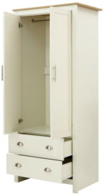 GFW Lancaster 2 Door 2 Drawer Wardrobe Ivory Cream-18782