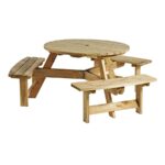 ZAP King Round Large 8 Seater Wooden Picnic Table Bench-18746