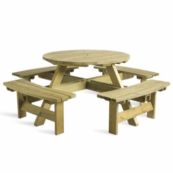 ZAP King Round Large 8 Seater Wooden Picnic Table Bench-0
