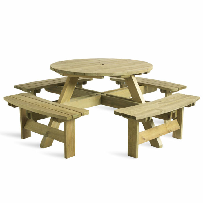 ZAP King Round Large 8 Seater Wooden Picnic Table Bench-0