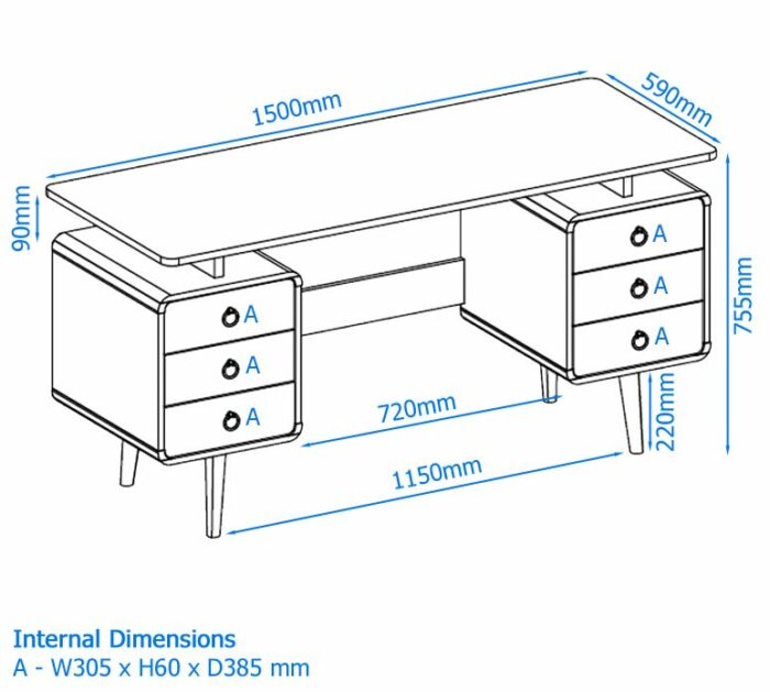 Alphason Somerset Classic Style Java Wood Desk with Storage-18736