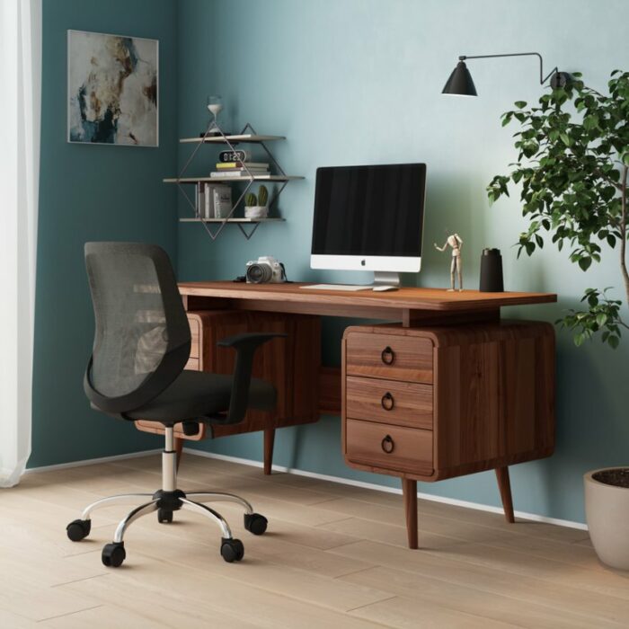 Alphason Somerset Classic Style Java Wood Desk with Storage-20068