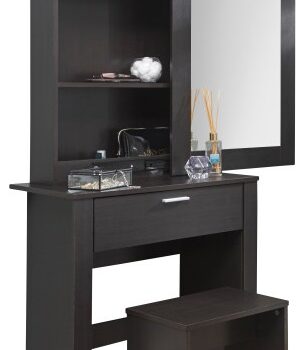 GFW Hobson Sliding Mirror Storage Dressing Table & Stool - Espresso-0
