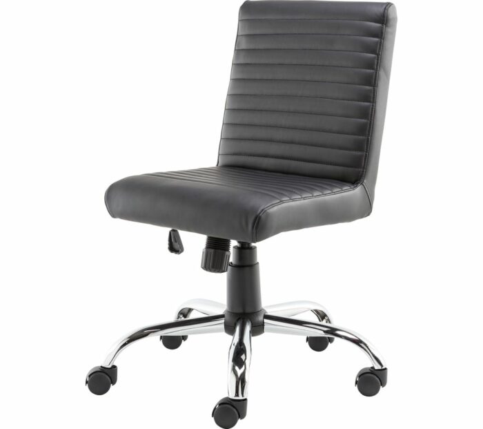 Alphason Lane Black Faux Leather Ribbed Chair-0