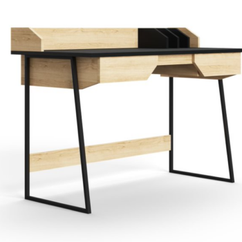 Alphason Salisbury Black & Oak Contemporary Desk-0
