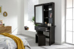 GFW Hobson Sliding Mirror Storage Dressing Table & Stool - Espresso-18632