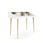 Alphason Yeovil White & Sonoma Oak slim home office writing desk-0