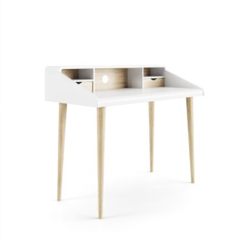 Alphason Yeovil White & Sonoma Oak slim home office writing desk-0