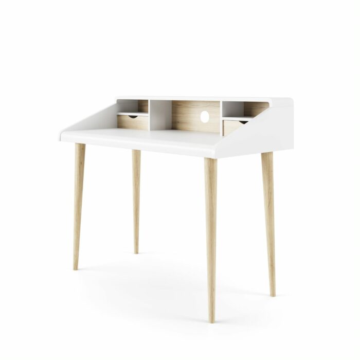 Alphason Yeovil White & Sonoma Oak slim home office writing desk-18909
