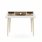 Alphason Yeovil White & Sonoma Oak slim home office writing desk-18911