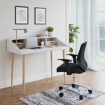 Alphason Yeovil White & Sonoma Oak slim home office writing desk-18910